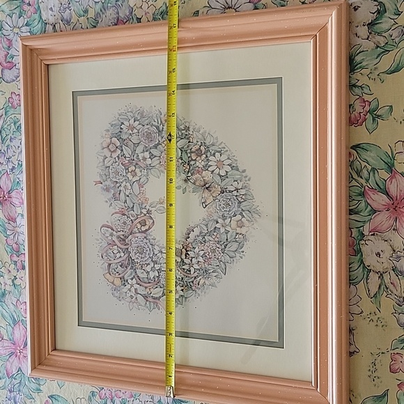 Picture 17 X 16 Peach Pastel Flower Printed Heart - Picture 5 of 9